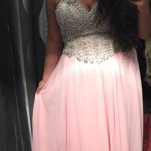Terani Light Pink Sparkle Prom Dress